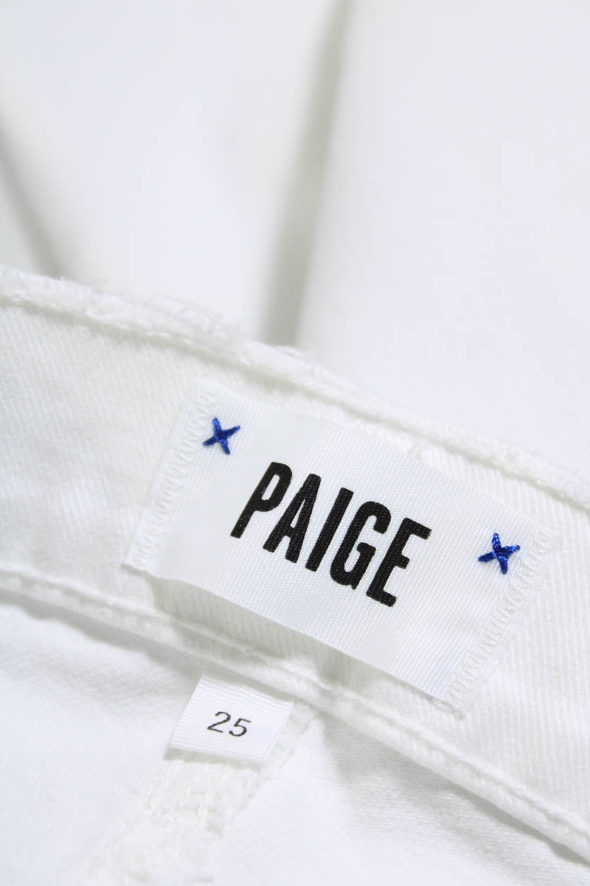 Paige Mayslie Utility Cut-off Jean Shorts In Crisp White In Nocolor |  ModeSens